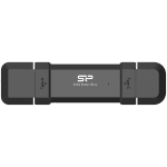 Silicon Power 500GB DS72 Dual USB-C/USB 3.2 Gen 2, Portable External SSD, Steam Deck and iPhone 15 Pro, R/W: up to 1050MB/s; 850MB/s, Black