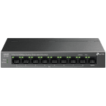 TP-Link LS109P 9-Port 10/100 Mbps Desktop Switch with 8-Port PoE+, 8× 10/100 Mbps PoE+ Ports, 1× 10/100 Mbps Non-PoE Port, 802.3at/af, 63 W PoE Power, Desktop Steel Case, Extend Mode for 250m PoE Transmitting, Isolation Mode, PoE Auto Recovery