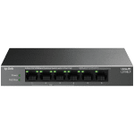 TP-Link LS106LP 6-Port 10/100 Mbps Desktop Switch with 4-Port PoE, 4× 10/100 Mbps PoE Ports, 2× 10/100 Mbps Non-PoE Ports, 802.3af, 41 W PoE Power, Desktop Steel Case, Extend Mode for 250m PoE Transmitting, PoE Auto Recovery, Plug and Play