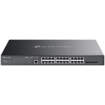 TP-Link SG3428MP Omada 28-Port Gigabit L2+ Managed Switch with 24× Gigabit 802.3af/at PoE+ ports and 4× Gigabit SFP slots, 384 W total PoE budget, Omada app, Static Routing, VLAN, ACL, QoS, IGMP Snooping, OAM, and DDM, ERPS, Zero-Touch Provisioning