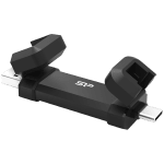Silicon Power 1TB DS72 Dual USB-C/USB 3.2 Gen 2, Portable External SSD, Steam Deck and iPhone 15 Pro, R/W: up to 1050MB/s; 850MB/s, Black