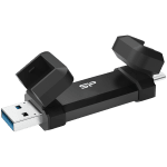 Silicon Power 1TB DS72 Dual USB-C/USB 3.2 Gen 2, Portable External SSD, Steam Deck and iPhone 15 Pro, R/W: up to 1050MB/s; 850MB/s, Black