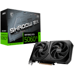 MSI Video Card NVIDIA GeForce RTX 5060 Ti 8G SHADOW 2X OC PLUS, 8GB GDDR7, 128-bit, 2617 MHz Boost, 4608 CUDA Cores, PCIe 5.0 (x8), 3x DP 2.1b, HDMI 2.1b, RAY TRACING, Dual Fan, 180W TDP, 8-pin PCIe Power, G-SYNC, 2-Slot, 3Y