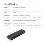 Orico външна кутия за диск Storage - Case - M.2 NVMe M-key 10 Gbps - M2PV-C3-BK-BP