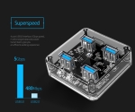 Orico хъб USB3.0 HUB 4 port transparent, 1m cable - MH4U-U3-10-CR
