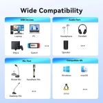 Vention външна звукова карта USB Sound card 2-Port 0.25M Gray - CVHHC