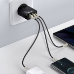 Зарядно устройство Baseus CCXJ-E01 Compact Quick Wall Charger с 2хUSB-A и USB-C 30W черен