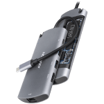 Axagon HMC-6M2 SUPERSPEED USB-C COMBO 6IN1 HUBMultiport USB 3.2 Gen 1 hub. SATA M.2, HDMI, Gigabit LAN and Power Delivery. Cable USB-C 18 cm.
