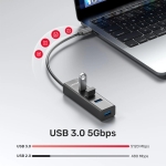 Unitek хъб HUB USB-C 4 port - 4 x USB3.0 Black - Y-3089Z01