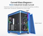 Montech кутия KING 95 Pro, Dual Chamber Mid-tower Case, 6 ARGB Fans, 2 Front Panels, Prussian Blue