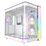 Montech кутия KING 95 Pro, Dual Chamber Mid-tower Case, 6 ARGB Fans, 2 Front Panels, White