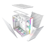 Montech кутия KING 95 Pro, Dual Chamber Mid-tower Case, 6 ARGB Fans, 2 Front Panels, White