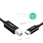 Кабел за принтер UGREEN US241 USB-C към USB-B 2.0, 1 м - черен