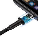Кабел Baseus CATKLF-PG1 Cafule USB-А към USB-C с въжена оплетка и бързо зареждане 1м черен