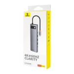 USB хъб Baseus 11 в 1 StarJoy Metal Glam Series Type-C към HDMI +VGA + 3 x USB 3.0 + USB 2.0+USB-C PD + RJ45 + SD/TF +3,5мм B00030709811-00 - тъмносив