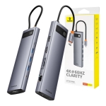 USB хъб Baseus 11 в 1 StarJoy Metal Glam Series Type-C към HDMI +VGA + 3 x USB 3.0 + USB 2.0+USB-C PD + RJ45 + SD/TF +3,5мм B00030709811-00 - тъмносив