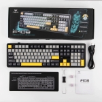 Aula геймърска механична клавиатура Wireless Gaming Mechanical Keyboard F108 - Volcanic Switch [Linear] (English US), Black, Gray