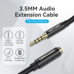 Vention Аудио Кабел Cotton Braided TRRS 3.5mm Male to 3.5mm F - 1m - Gold plated, Aluminum alloy - BHCBF