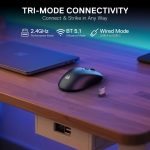 Безжична Bluetooth и кабелна геймърска мишка Redragon Fyzu Lite M995GB-LIT - черна със сиво