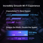 3-лентов Bluetooth 5.4 Wi-Fi 7 PCIe адаптер TP-Link Archer TBE550E BE9300