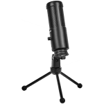 LORGAR Voicer 521, Gaming Microphone, Black, USB condenser mic with Volume Knob, 3.5MM headphonejack, mute button and led indicator, package including 1x F5 Microphone, 1 x 2M type-C USB Cable, 1 xTripod Stand