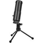 LORGAR Voicer 521, Gaming Microphone, Black, USB condenser mic with Volume Knob, 3.5MM headphonejack, mute button and led indicator, package including 1x F5 Microphone, 1 x 2M type-C USB Cable, 1 xTripod Stand