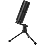 LORGAR Voicer 521, Gaming Microphone, Black, USB condenser mic with Volume Knob, 3.5MM headphonejack, mute button and led indicator, package including 1x F5 Microphone, 1 x 2M type-C USB Cable, 1 xTripod Stand