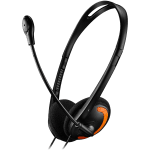 CANYON PC headset with microphone, volume control and adjustable headband, cable 1.8M, Black/Orange