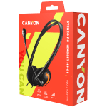 CANYON PC headset with microphone, volume control and adjustable headband, cable 1.8M, Black/Orange