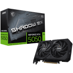 MSI Video Card NVIDIA GeForce RTX 5050 8G SHADOW 2X OC, 8GB GDDR6, 128-bit, 2602 MHz Boost, 2560 CUDA Cores, PCIe 5.0 (x8), 3x DP 2.1b, HDMI 2.1b, RAY TRACING, Dual Fan, 130W TDP, 8-pin PCIe Power, G-SYNC, 2-Slot, 3Y