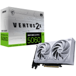 MSI Video Card NVIDIA GeForce RTX 5060 8G VENTUS 2X WHITE, 8GB GDDR7, 128-bit, 2512 MHz Boost, 3840 CUDA Cores, PCIe 5.0 (x8), 3x DP 2.1b, HDMI 2.1b, RAY TRACING, Dual Fan, 145W TDP, 8-pin PCIe Power, G-SYNC, 2-Slot, 3Y