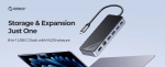 Orico докинг станция Portable Docking station M.2 SATA/NVMe - HDMI, USB3.2-A x 1, USB-C (10Gbps) x 1,USB-C (PD100W), USB2.0-A x 2, LAN - OM28PR-G2-BK