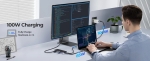 Orico докинг станция Portable Docking station M.2 SATA/NVMe - HDMI, USB3.2-A x 1, USB-C (10Gbps) x 1,USB-C (PD100W), USB2.0-A x 2, LAN - OM28PR-G2-BK