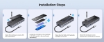 Orico докинг станция Portable Docking station M.2 SATA/NVMe - HDMI, USB3.2-A x 1, USB-C (10Gbps) x 1,USB-C (PD100W), USB2.0-A x 2, LAN - OM28PR-G2-BK