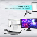 Unitek Адаптер Adapter USB-C M to DisplayPort x 2 F - 8K@30Hz, MST - V1404A