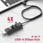 Unitek хъб USB3.0 HUB 4 port, 1.2m cable, aux USB-C power input - Y-3089V01