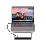Canyon Laptop stands with hub, TYPE C F to HDMI2.0+2USB3.0+USBC3.0+RJ45+PD, TYEP C TO C cable 1m white with Emarker: HUSB332A, Material: Aluminum case+ABS+PS, Size: 245x240x27.2+/-0.3mm, Weight:1304g