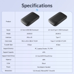 Orico кутия за диск Storage - Case - 2.5 inch USB-C - 2020C3-V1-BK