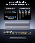 Orico външна кутия за диск Storage - Case - M.2 NVMe M key - USB-C/A, 40Gbps, Built-in Air Cooling, Aluminium - ACOM2-U4-GY