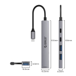 Orico хъб HUB USB-C 5 port - USB3.0 x 1, USB2.0 x 2, USB-C x 2, Aluminium - YSB4-U2-GY