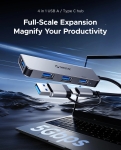 Orico хъб HUB USB-C/USB-A 4 port - USB3.0 x 1, USB2.0 x 3, Aluminium - YSA5-U3-GY