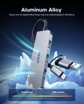 Orico хъб HUB USB-C/USB-A 7 port - USB-C x 2, USB3.0 x 1, USB2.0 x 4, Aluminium - YSA7-U3-GY