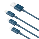 Кабел Baseus Superior 3 в 1 USB-А към Lightning, micro USB и USB-С 3,5 A 1,5 м CAMLTYS-03 - син