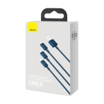 Кабел Baseus Superior 3 в 1 USB-А към Lightning, micro USB и USB-С 3,5 A 1,5 м CAMLTYS-03 - син