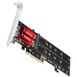 Axagon PCEM2-ND PCIE 2X NVME M.2 CONTROLLERPCI-Express x8 internal controller for connecting two NVMe M.2 SSD disks to a computer. Supports main boards without PCIe Bifurcation.