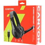 CANYON PC headset CHSU-1 PC Mic USB 2m Black