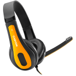 CANYON entry price PC headset, combined 3,5 plug, leather pads, Black-yellow