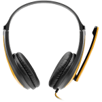 CANYON entry price PC headset, combined 3,5 plug, leather pads, Black-yellow