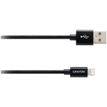 CANYON CFI-3, Lightning USB Cable for Apple, braided, metallic shell, cable length 1m, Black, 14.9*6.8*1000mm, 0.02kg