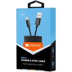 CANYON CFI-3, Lightning USB Cable for Apple, braided, metallic shell, cable length 1m, Black, 14.9*6.8*1000mm, 0.02kg